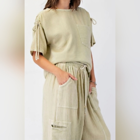 EASEL Washed Cotton Gauze Top #472-477 - Picture 3 of 11